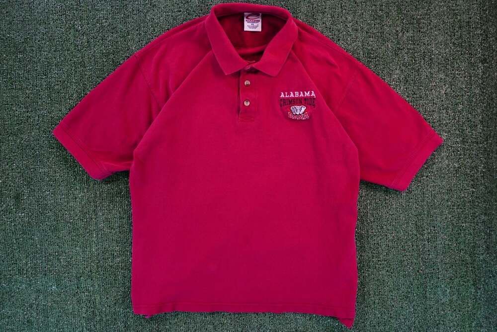 Vintage Alabama Crimson Tide Cadre Athletic Embroidered Polo Shirt Men's XL Red